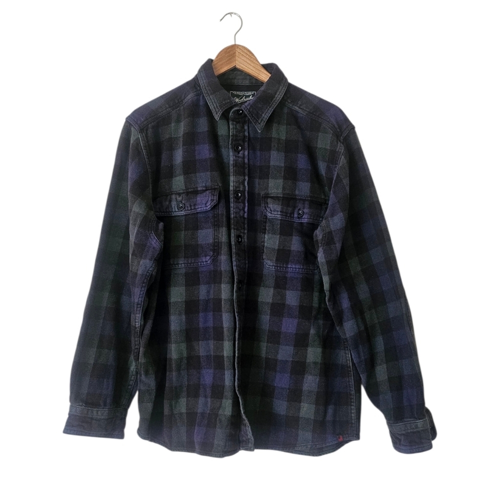 Woolrich Blackwatch Tartan Men's Plaid Flannel Button Up Shirt Blue Green Sz L